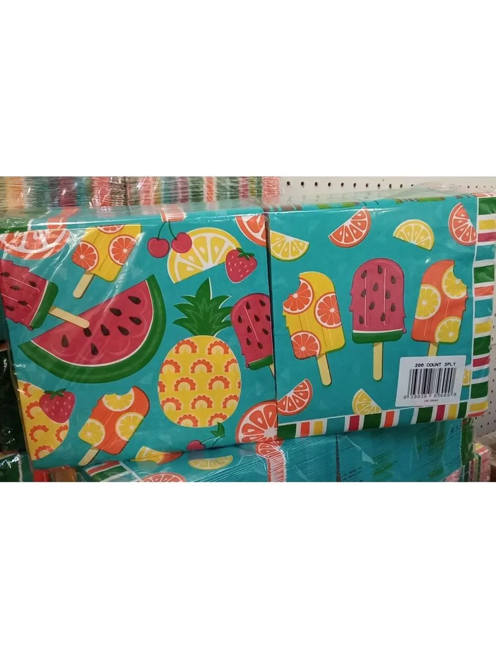 200-Count 3-Ply Printed Disposable Paper Napkin Pack in Tasty Fruit